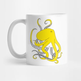 Yellow hand drawn illustration of an octopus Mug